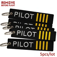 5 pcslot remove before flight pilot key chain jewelry safety tag embroidery pilot key ring chain for aviation gifts luggage tag