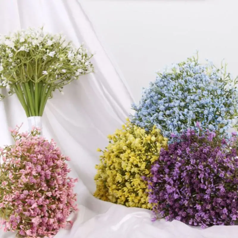 Искусственное детское дыхание Gypsophila свадебное для невесты Подружки невесты букет с атласной лентой для украшения дома Вечерние