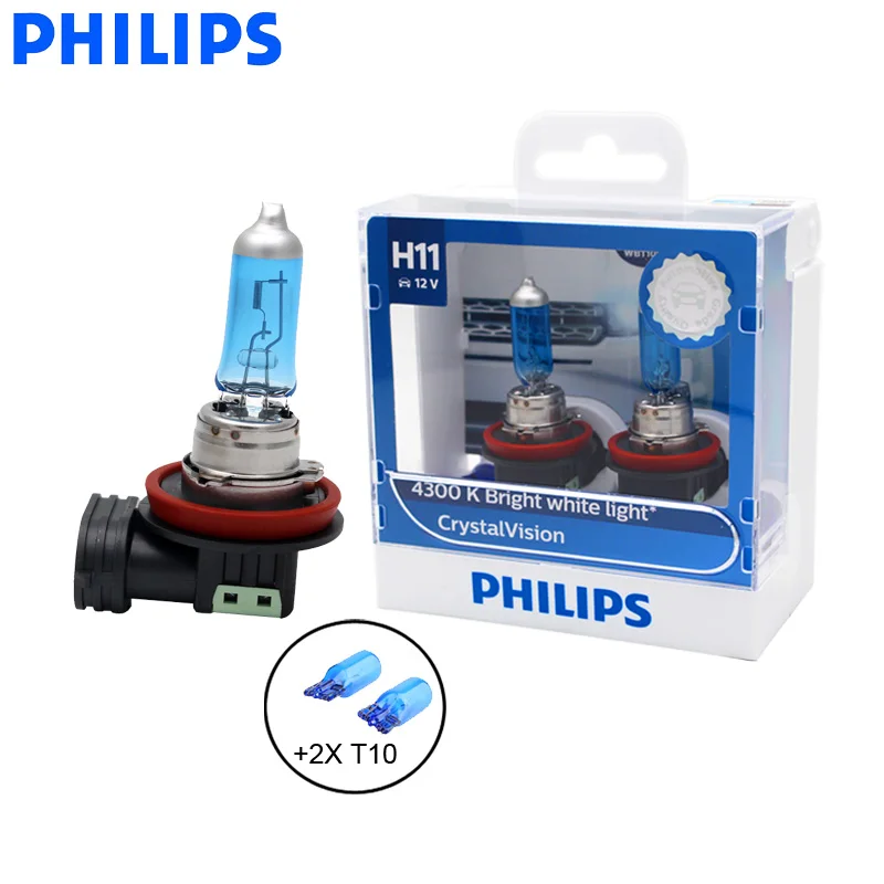 Philips H11 12 В 55 Вт Кристальное видение 4300K яркий белый светильник галогенные лампы