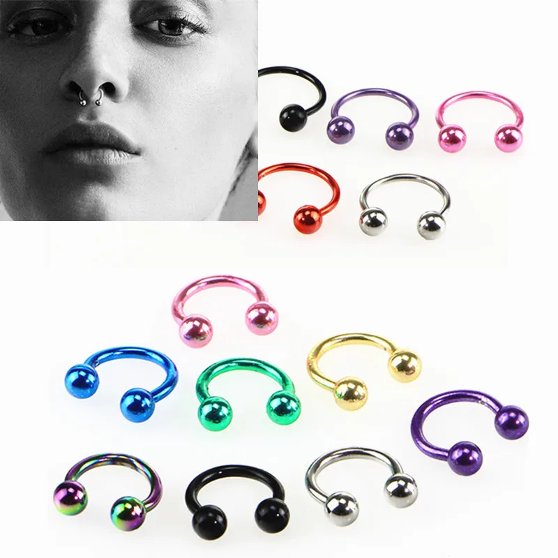 2 шт. кольцо для носа из нержавеющей стали кольца губ серьги круглый шар пирсинга