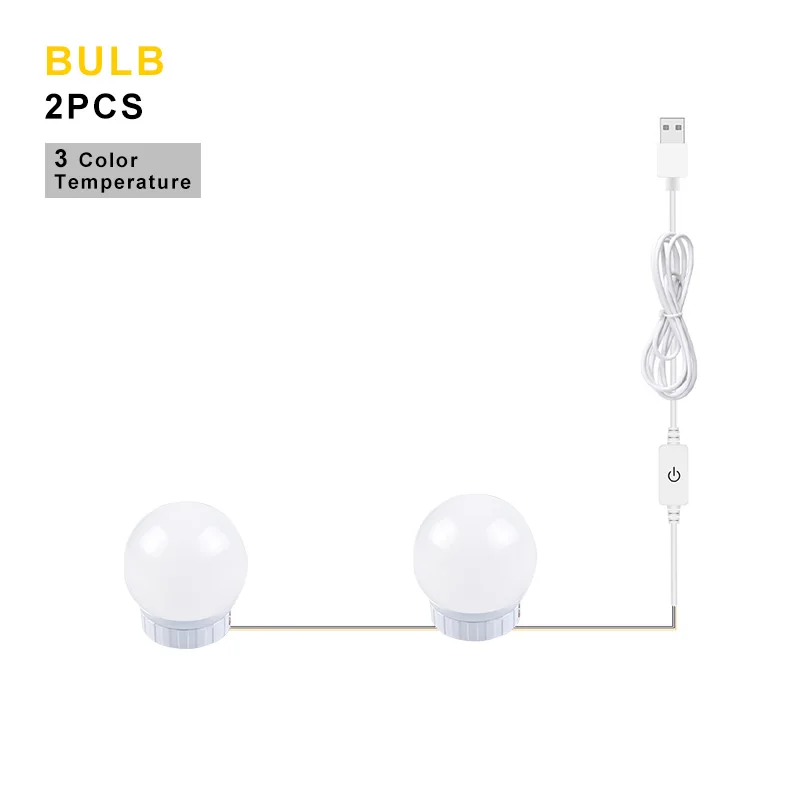 Three Colors 2bulbs 5V светодиодный зеркало для макияжа светильник Vanity светильник s Плавная затемнения настенный светильник 2/6/10/14 лампы Комплект для туалетного столика светодиодный зеркало с подсветкой led лампа - Испускаемый цвет: Three Colors 2bulbs