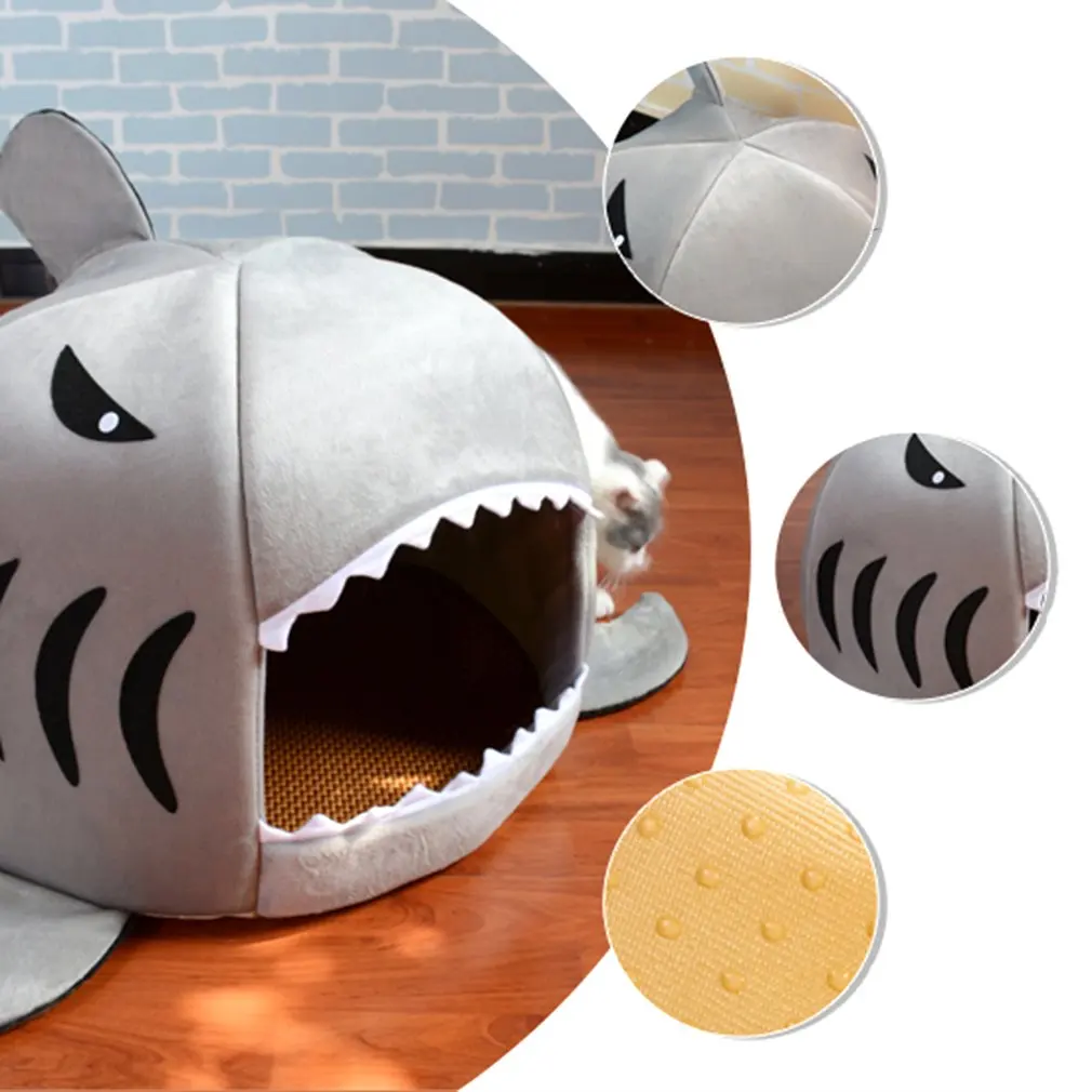 

Cute Pets Dog Cat Unique Shark-Mouth Shaped Bed Room Winter Soft Warm Sleeping Bag Mat Pad Cushions Cat Sleeping Bag