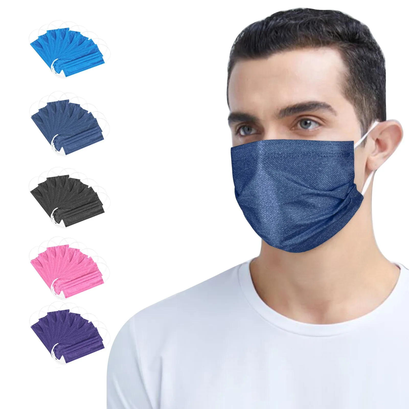 

40pcs Black Disposable Mascara Non-woven Fabric Face Masks Fashion Breathable 3 Layers Mouth Cover Mask Masque Mascarillas