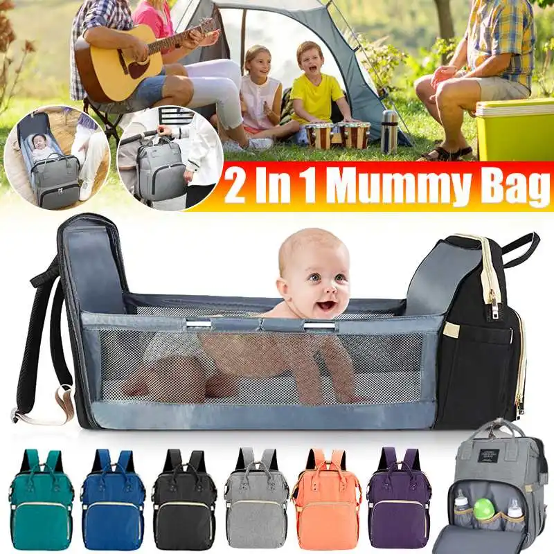 

Новые сумки для подгузников, многофункциональная складная детская кроватка, дизайнерская водонепроницаемая сумка для мам, рюкзак, крючки д...