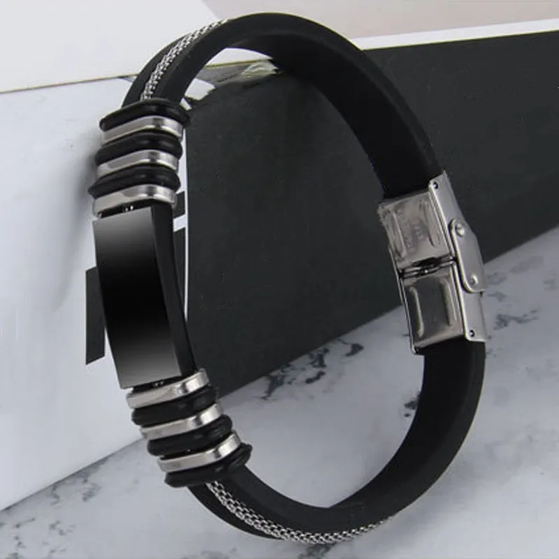 Крутой мужской браслет в стиле панк силиконовые браслеты из нержавеющей стали с