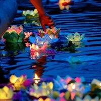 30 pcslot valentine candles lanterns wedding event wishing water lights floating lantern lotus flower lamp ornament