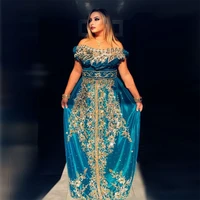 algeria moroccan kaftan prom formal dress off shoulder beaded applique saudi arabic party gown islamic special occasion gown