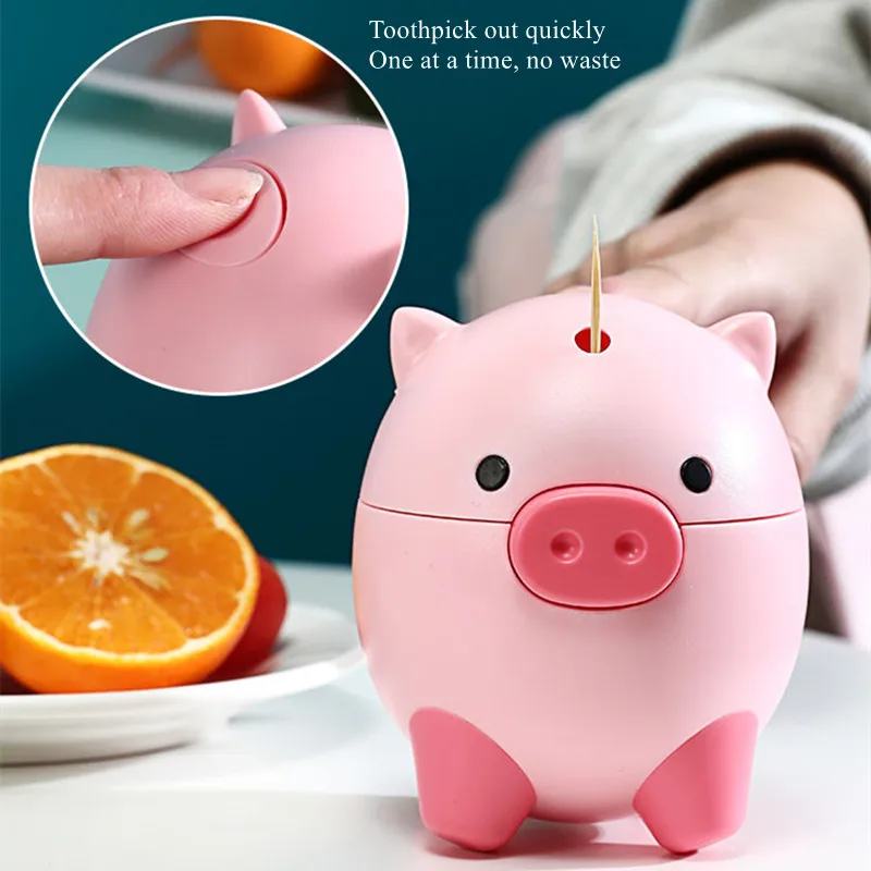 

Cute Plastic Automatic Toothpick Box Holder Container Dispenser Kitchen Household Accessories Cleaning Teeth Table Decoration