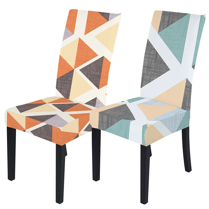 Чехлы на стулья с геометрическим принтом из спандекса в скандинавском стиле