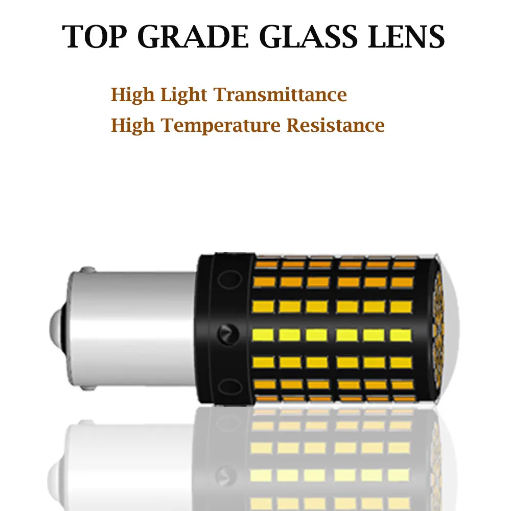CANBUS светодиодный BA15S P21W BAU15S PY21W без ошибки лампы 3014 144SMD W21W T20 7440 светодиодный Нет Hyper вспышки белого цвета-красный, желтый, цвет: желтый, 12V 24V