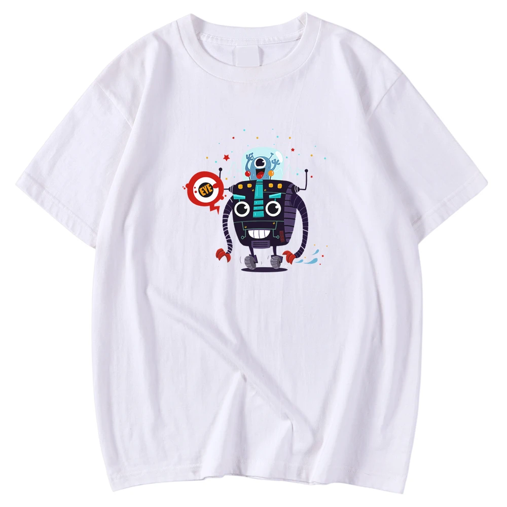 

Kohpweran Robot Monster Machine Eve Print Clothing Regular Sleeves Men's Tshirts Short Sleeved Tee Shirts Crewneck Casual Tees