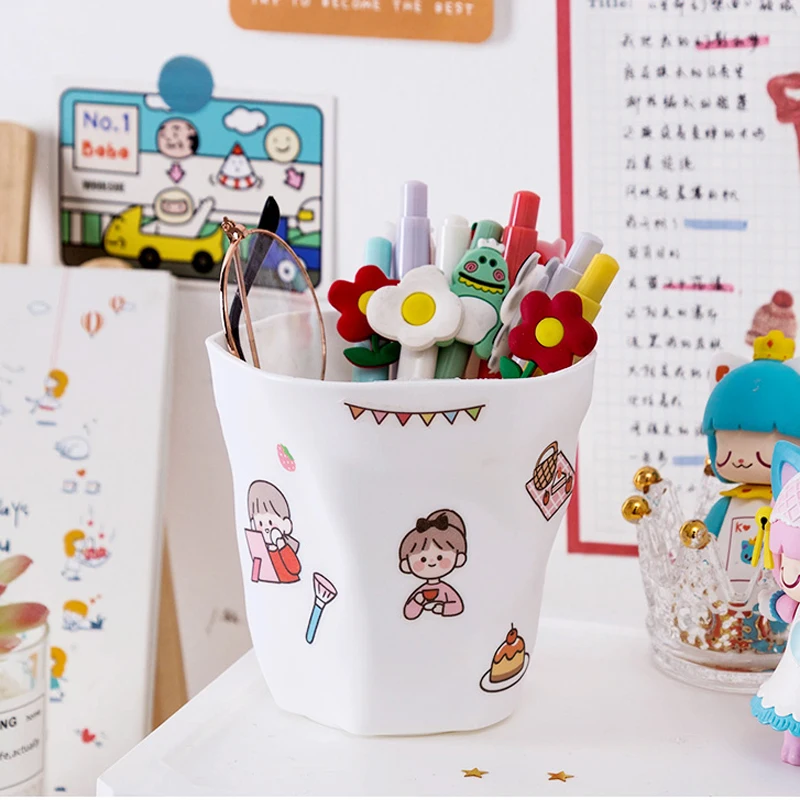 Креативный простой белый пластиковый держатель для ручек с декоративной