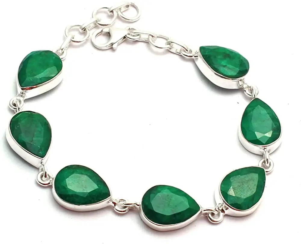 

Genuine Emerald Bracelet 925 Sterling Silver, 22 cm, GRPB0460