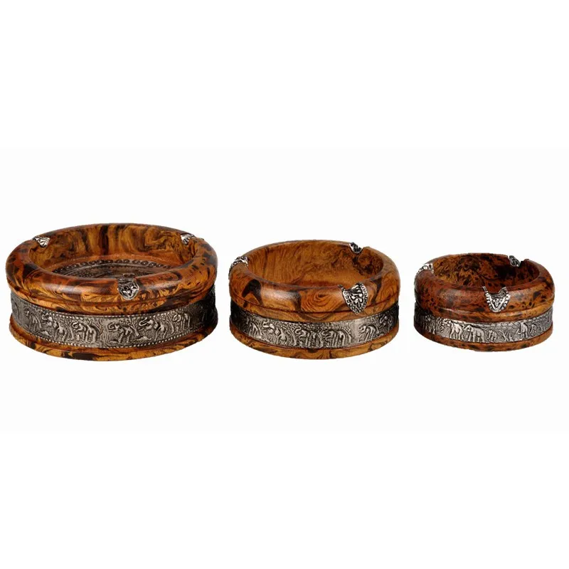 

Tin Piece wooden ashtray home furnishings leopard pattern round ashtray