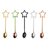 6 pcs set coffee spoons creative five pointed star 304 stainless steel honey dessert mixing spoon bar kichen accessories