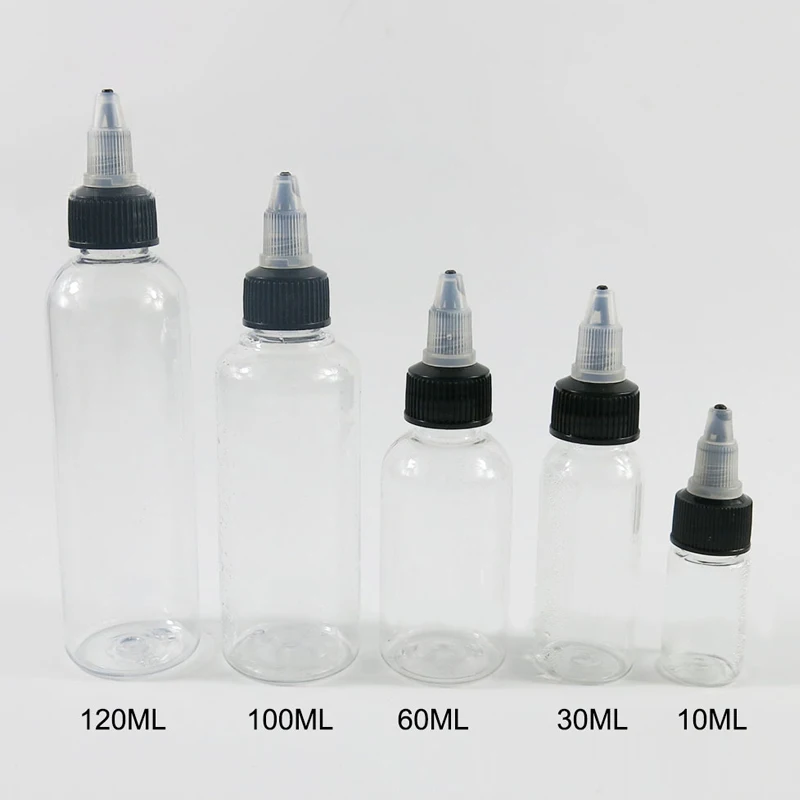 10pcs 30ml 60ml 100ml 120ml Plastic PET E juice Liquid Vape Oil Dropper Bottles Twist Top Cap Tattoo Pigment Ink Gel Containers - купить по