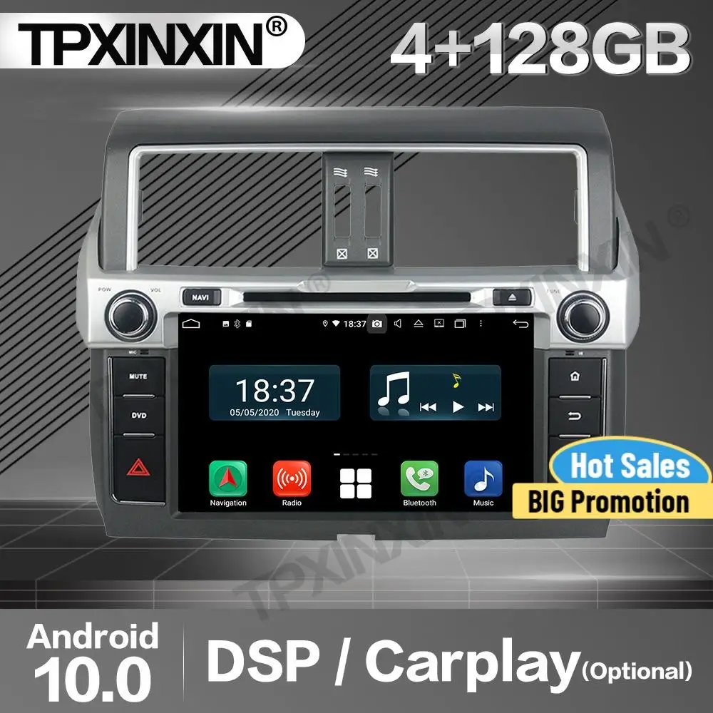 

4 + 128 г Carplay автомобильный радиоприемник 2 Din стерео приемник Android для Toyota Prado 2018 2019 GPS навигации плеер аудио Регистраторы головное устройство