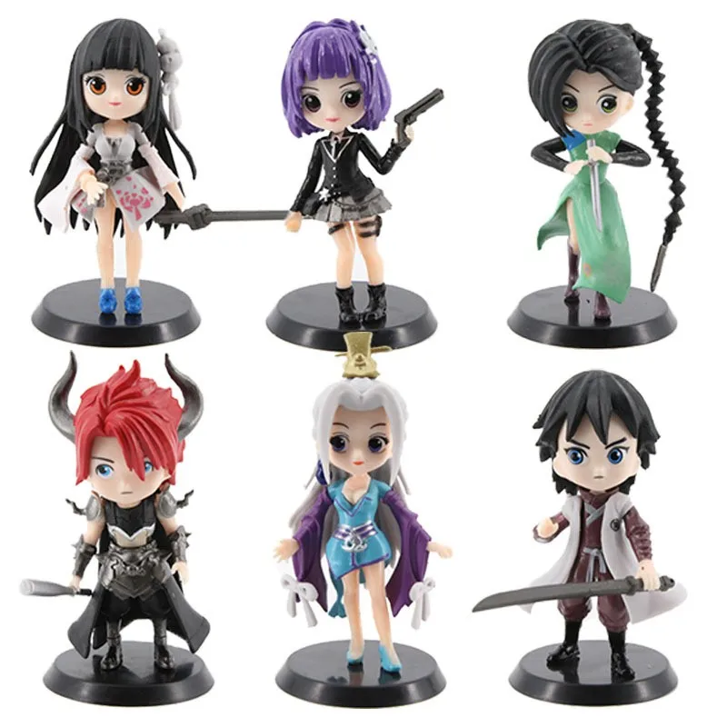 

6pcs/set Anime Scissor Seven Figures Killer Thirteen With Sword Pvc Cartoon Mini Decoration Collection Dolls 9.5cm