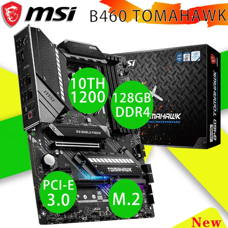 Preise Motherboard Neue MSI MAG B460 TOMAHAWK LGA 1200 DDR4 128GB PCI-E 3,0 M.2 2933MHz Desktop ATX Msi B460 Intel B460 2021 Mainboard