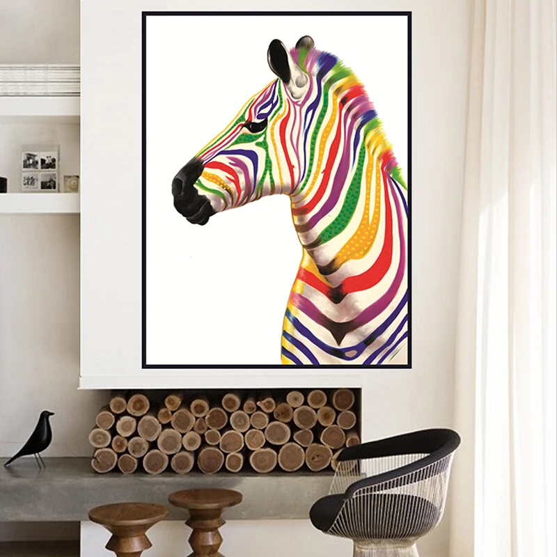100% ручная роспись абстрактная Зебра Масляная Краска на холсте искусство картина