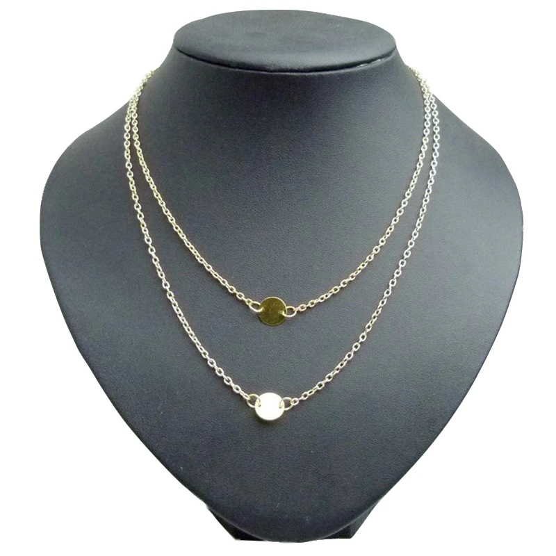 Женское Двухслойное колье Skute минималистичное золотого цвета с блестками и