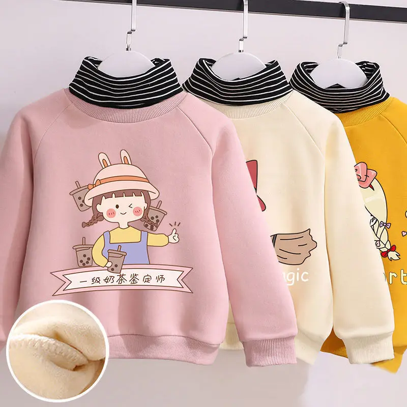 Su&eacute;ter de terciopelo para ni&ntilde;as, versi&oacute;n coreana de la marea, nueva ropa de oto&ntilde;o e invierno, chaqueta gruesa y c&aacute;lida, ropa para ni&ntilde;os, cuello alto-3