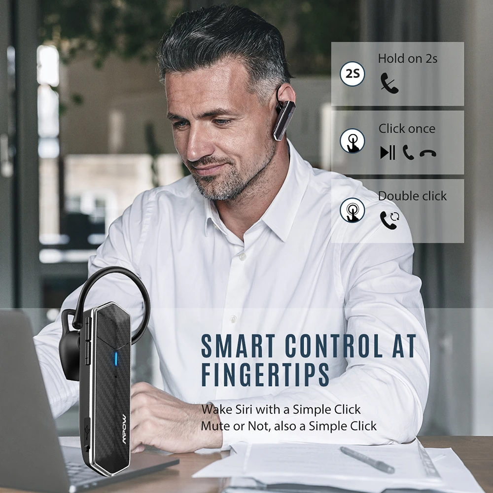 Mpow EM18 Bluetooth 5 0 наушники одиночные беспроводные CVC8.0 шумоподавляющий микрофон