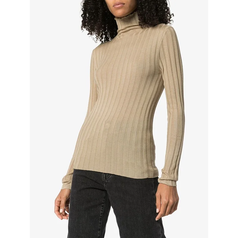 

Женские свитера, Новинка весна-осень 2020, Женский Топ с длинным рукавом и высоким воротником