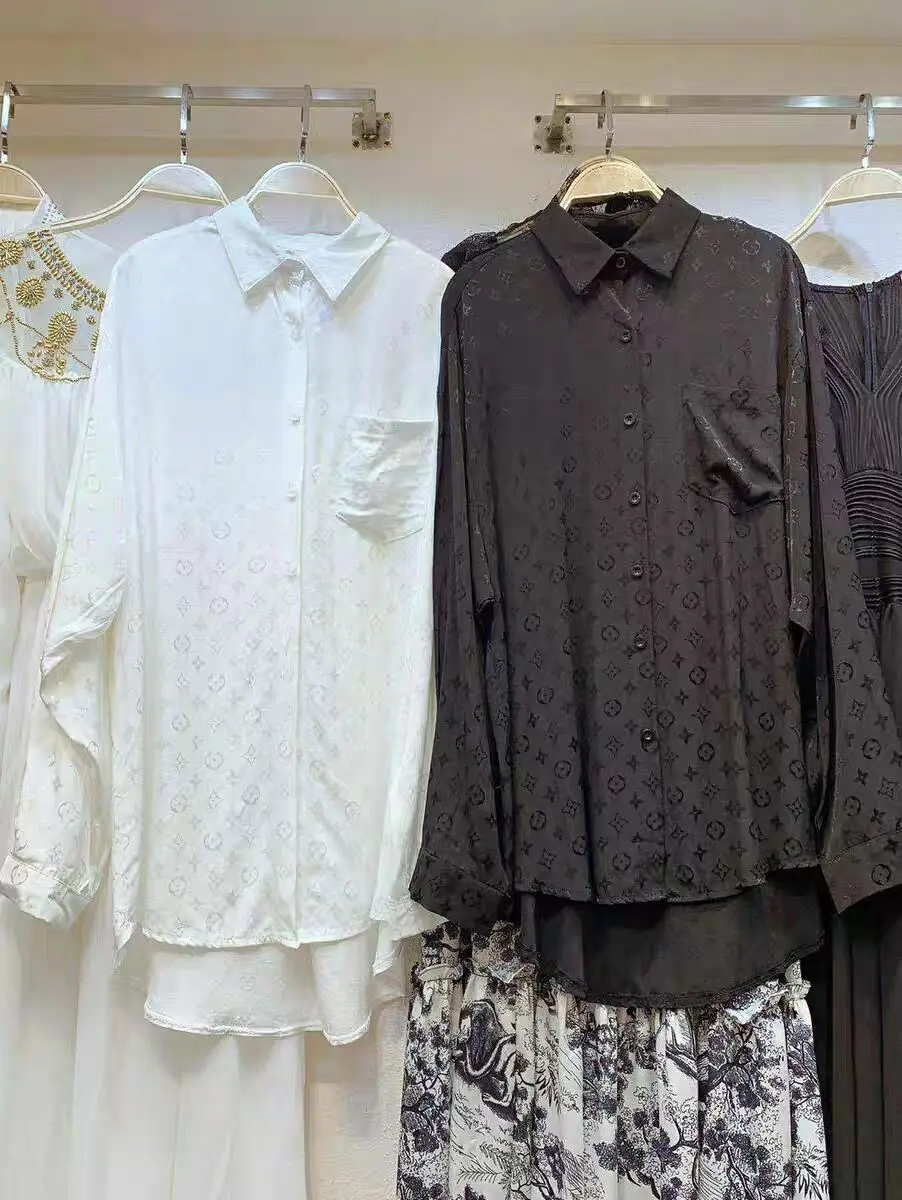

Women's Blouses Fashion Tops Casual Shirts Loose Blusas Printing Polo Collar Long Sleeve Korean New Summer