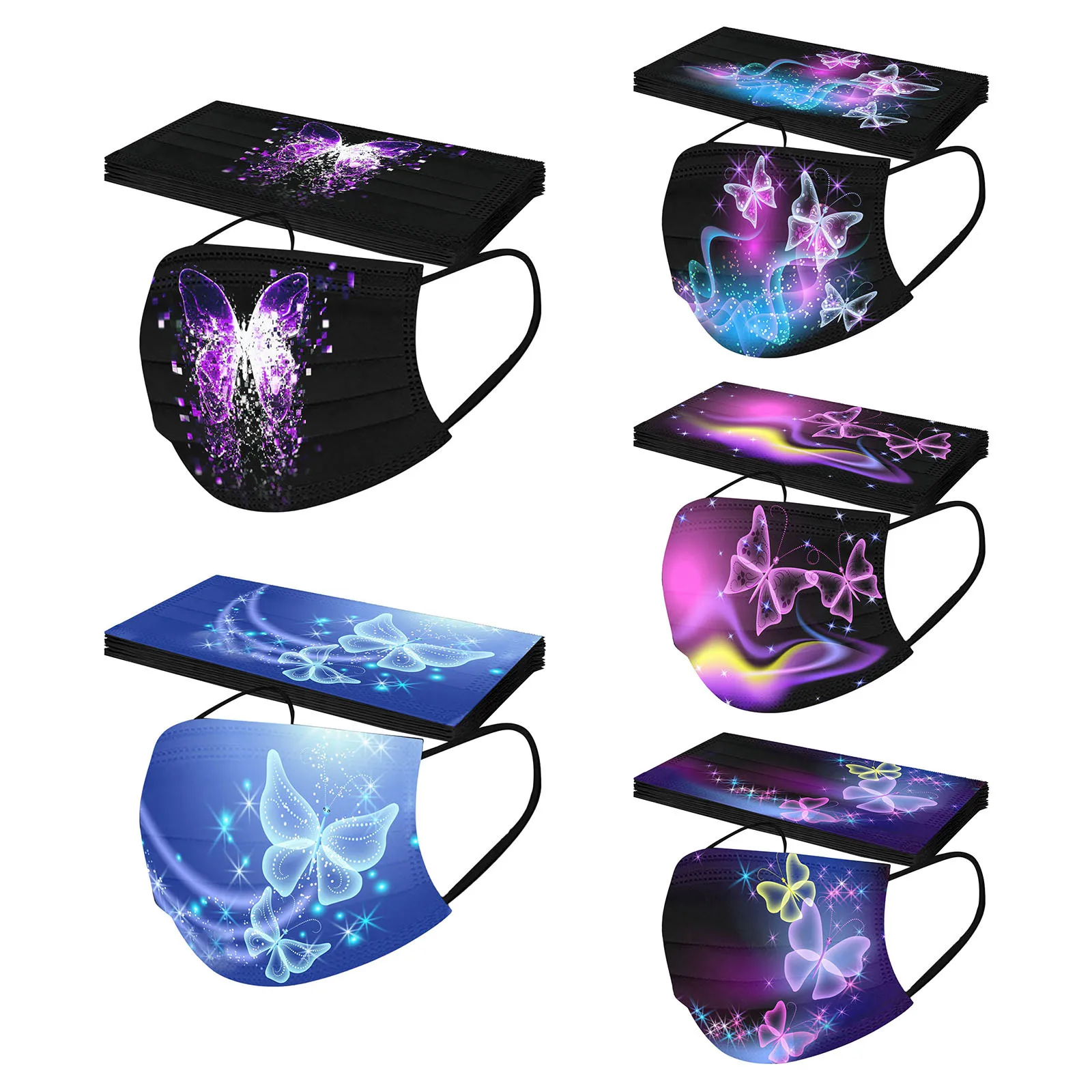 

10-100 шт., разноцветные маски для взрослых, 3 слоя