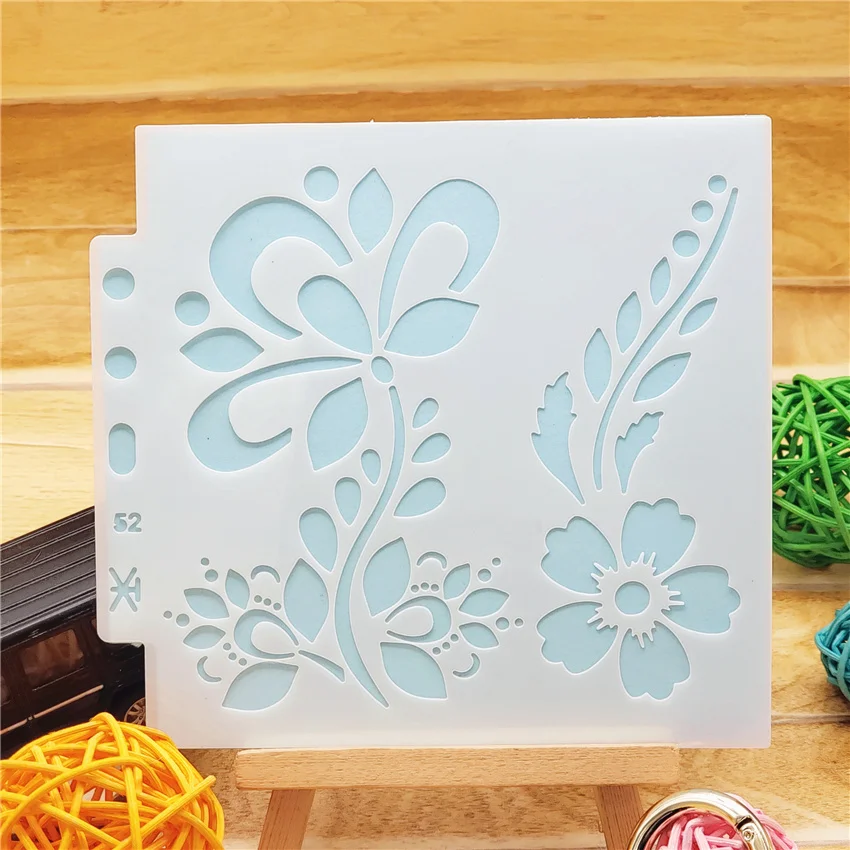 13x14 см c бутоном цветка для скрап-Трафареты спрей Пластик пресс-форм щит форма