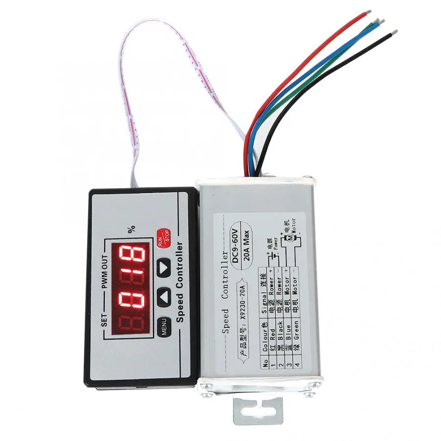 PWM регулятор скорости двигателя DC9-60V щетка контроллер с цифровым дисплеем 20А