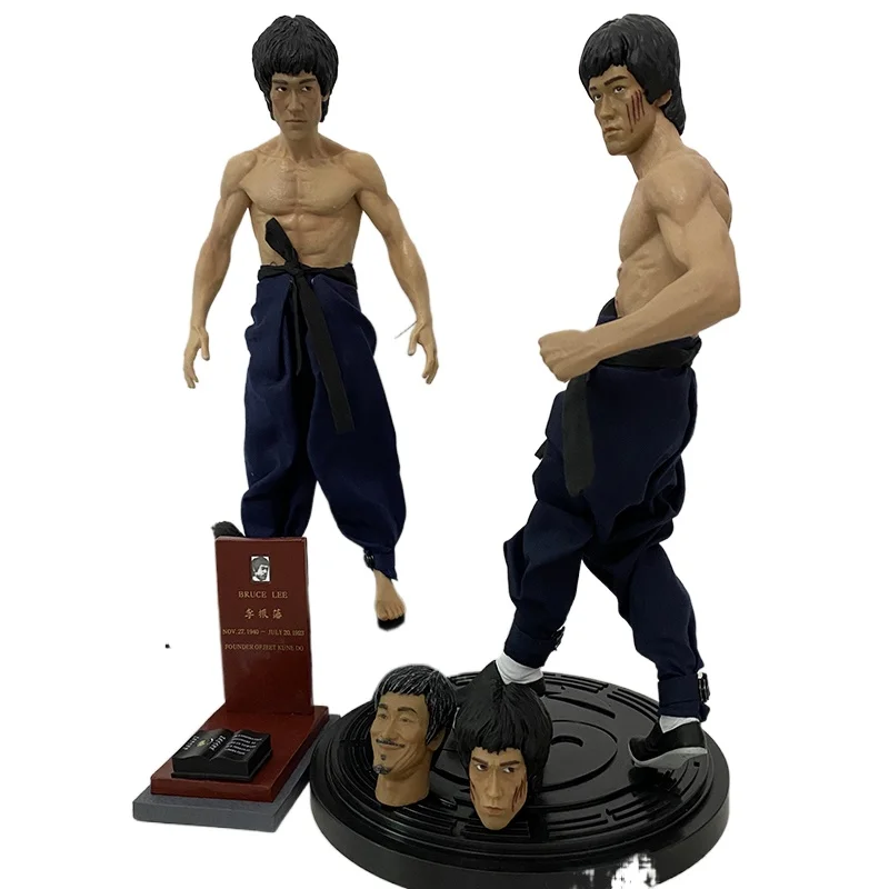 

Bruce Lee Figure 30cm 12 inch Dragon Tiger Fighting Bruce Lee Three-headed Real Clothes The Return of the Grand Master