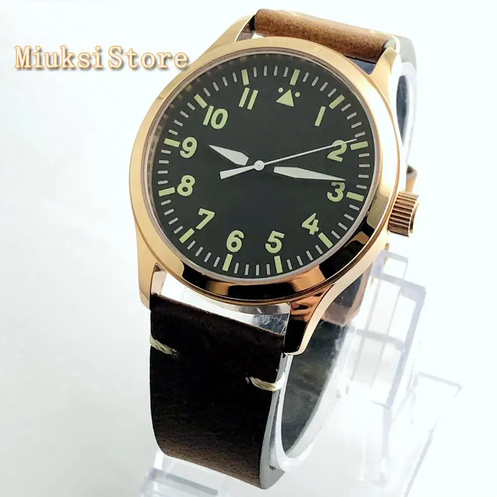 Чехол из розового золота 42 мм с сапфировым стеклом и черным циферблатом