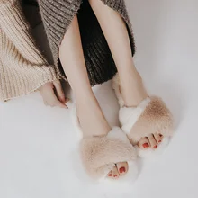 NEW Winter Keep Warm Women Fur Furry Slippers for Home Fluffy Soft Indoor Slides Non Slip Indoor House Shoes