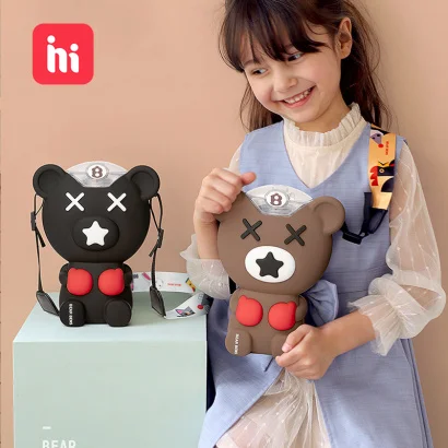 Новый тритановый чайник для воды Hug Bear детская соломенная обучающая чашка 380 мл