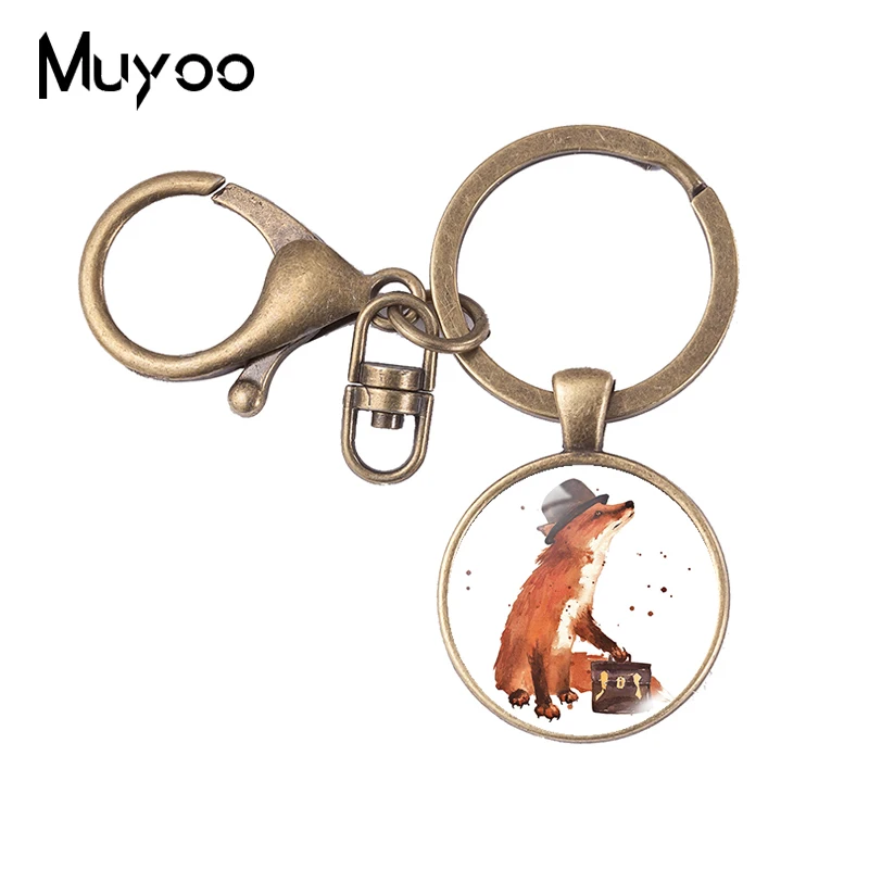 Новинка 2021 милый брелок с рисунком Красной лисы стеклянный купол фото ювелирные