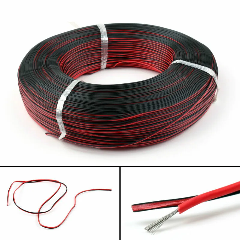 

20m 2 Pin 18 20 22 24 26AWG Red black dual core wireCable Extension Wire Cord 3528 5050 5630 LED.