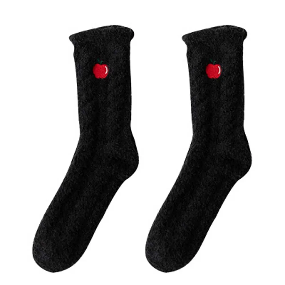 black 1Pair Socks Women Cute Animal Fashion Thick Warm Casual Winter Autumn Soft Cotton Floor Sleeping Females Korean Style Socks - Цвет: black