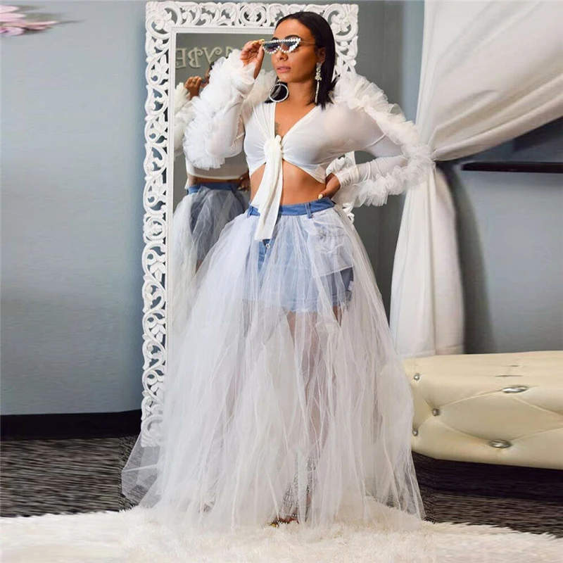 Джинсовая юбка с завышенной талией трапециевидные юбки для женщин Новое