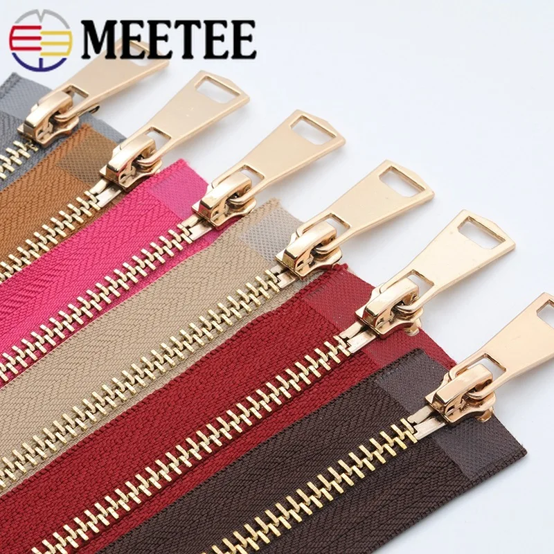 Meetee 5 #120 см золотые металлические молнии Двойные открытые Слайдеры для шитья