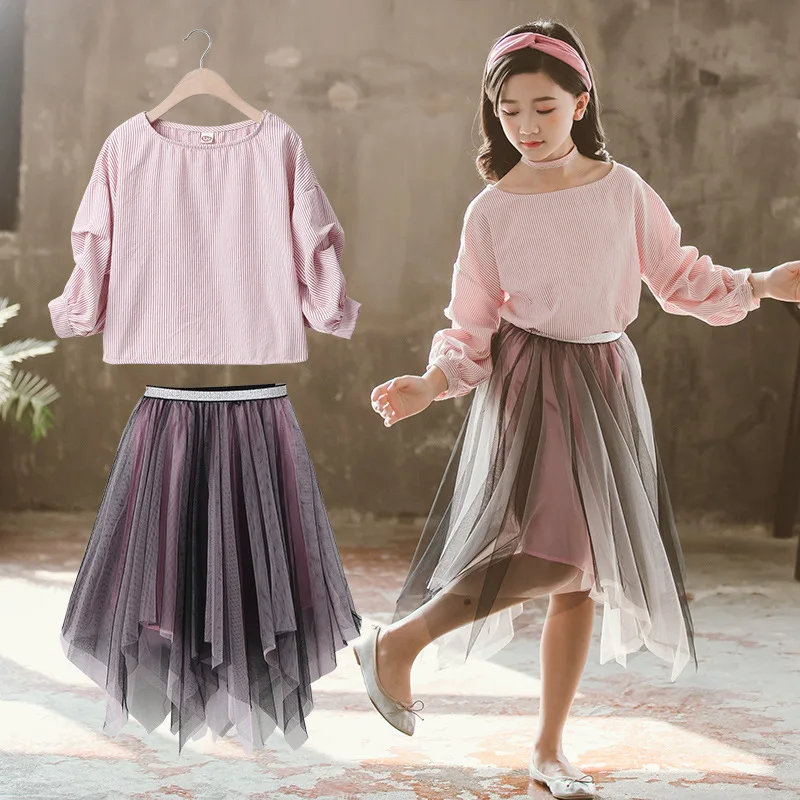 Модные детские весенние комплекты одежды 2020 для больших девочек 2 предмета