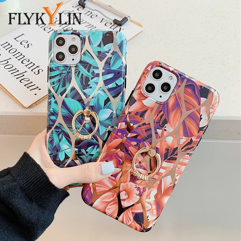 FLYKYLIN чехол накладка с кольцом и подставкой для iphone 11 Pro Max 6S 6 7 8 Plus XR X XS IMD