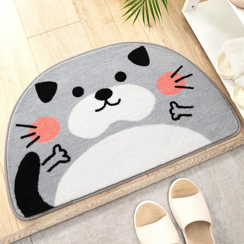 

Absorbent Non-slip Kitchen Carpet Mat New Doormat Rugs Cartoon Semicircle Floor Mat Flocking Bath Mat Bedroom Toilet Doorway