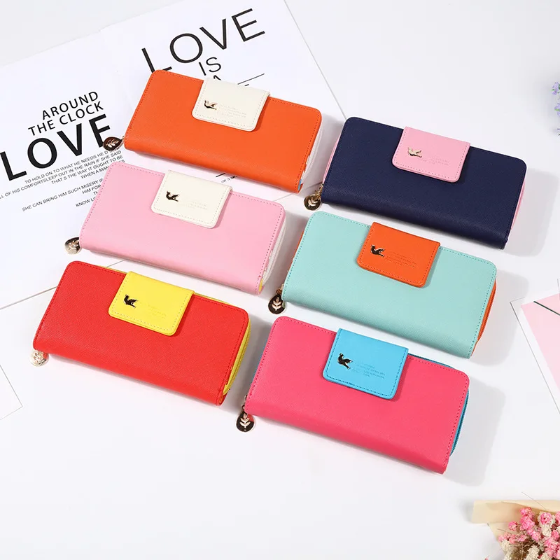 

Women Wallet Luxury Designer Fashion Long Version Card Holder Ladies Women's Purse Clutch Wallet Bird Decoration Large Capacity