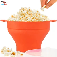 findking high quality 290g dly collapsible silicone microwave hot air popcorn popper bowl folding silicone popcorn maker