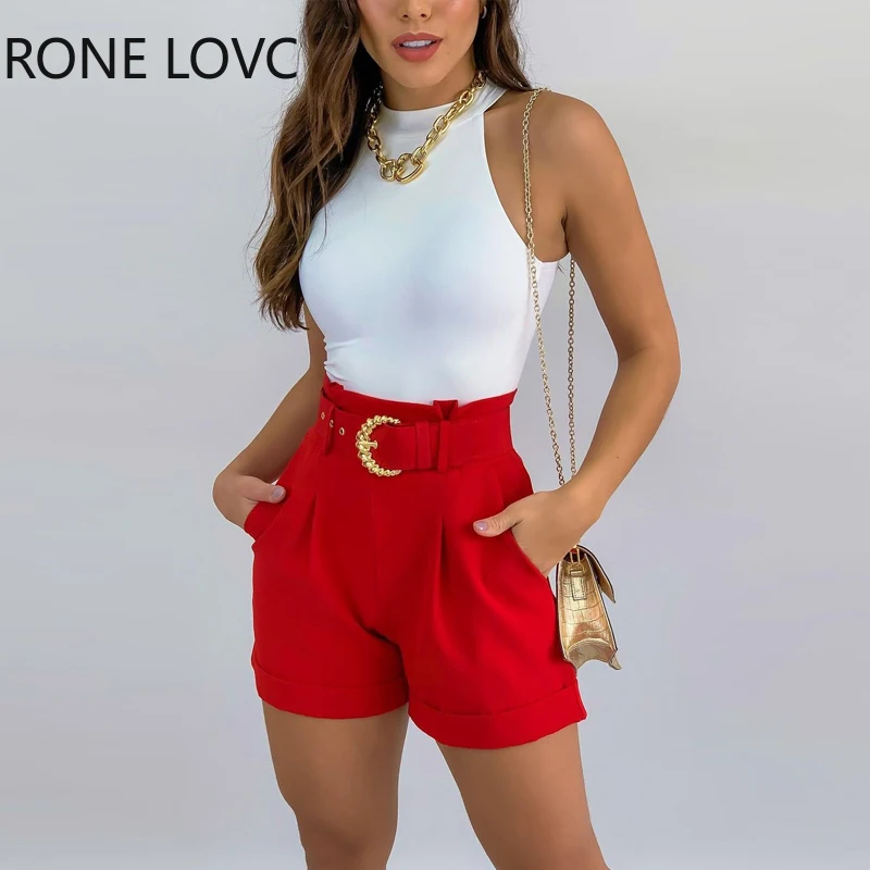 

Women Sleeveless Top & Pocket Design Shorts Set Summer Outfits 2021