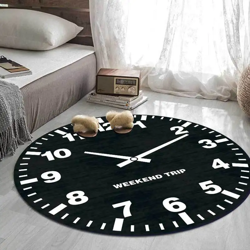 

Fashion modern simple personality black and white clock living room bedroom hanging basket chair round mat carpet