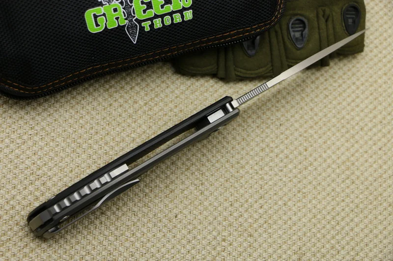 2017 зеленый шип на заказ HATI M390 F95 складной нож из углеродного волокна 3D титановая