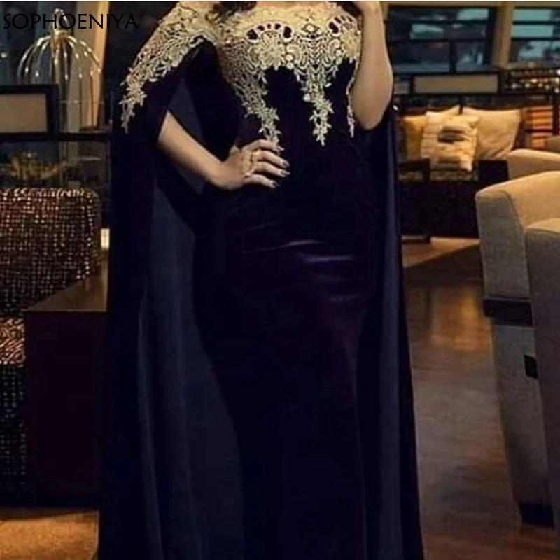 

Ever Pretty Velvet Long evening dresses formal dresses Lace appliques Muslim evening dress Party Vestidos de festa